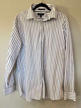 Banana Republic White Dress Shirt with Brown Stripes